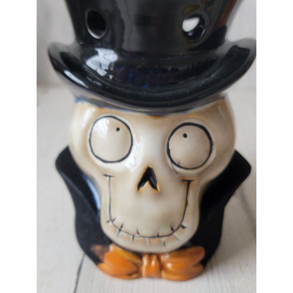 Yankee hand candle boney head skeleton wax warmer tea light holder Halloween - Picture 3 of 9